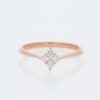 14 Karat Rose Gold Cluster Diamond Pavé |Clover Shaped Cluster & Tapered Plain Band | Vintage Engagement Ring