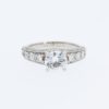 14 Karat White Gold Round Center Pavé | & Faux Channel Milgrain With Profile Diamonds Diamond Band | Vintage Engagement Ring