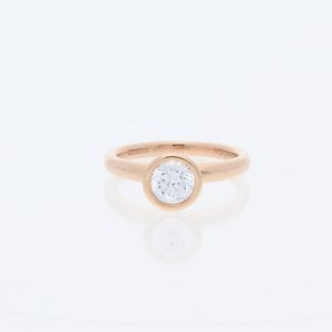 14 Karat Rose Gold Round Center Bezel & Plain Band Engagement Ring