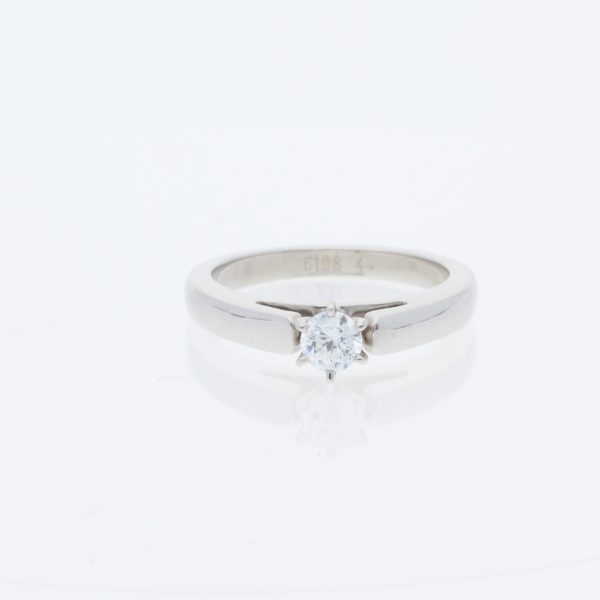 14 Karat White Gold Round Center Pavé | & Cathedral Plain Band | Engagement Ring