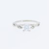 14 Karat White Gold Round Center Pavé | & Marquise Diamonds On Both Sides, Twisty Diamond Band | Vintage Engagement Ring