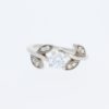 14 Karat White Gold Round Center Pavé | & Milgrain Leaf With Small Diamonds Diamond Band | Vintage Engagement Ring