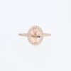 14 Karat Rose Gold Oval Morganite Pave Halo | & Diamond Band | Engagement Ring