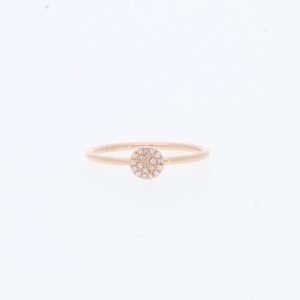 14 Karat Rose Gold Round Cluster Diamond Pave | & Plain Band | Engagement Ring