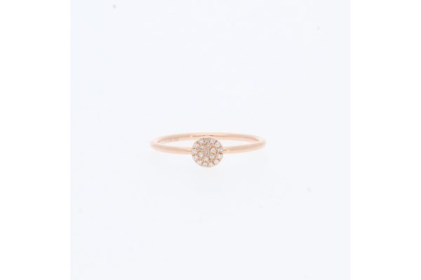 14 Karat Rose Gold Round Cluster Diamond Pave | & Plain Band | Engagement Ring
