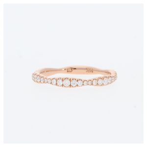 14 Karat Rose Gold Pave | & Bowing In & Out Shape Diamond Band | Wedding Band